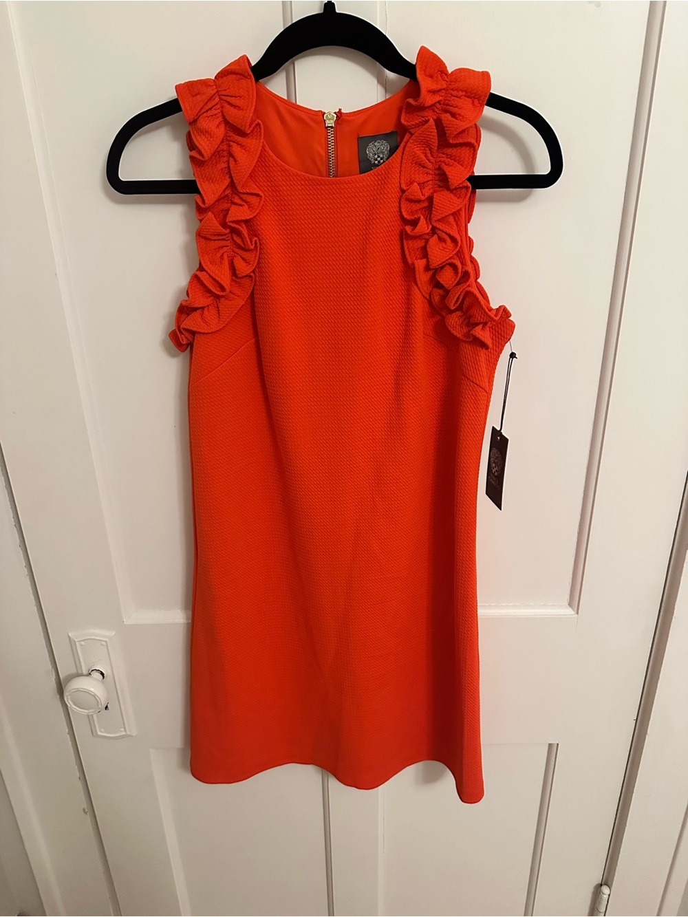 Vince Camuto Lobster Red Formal Dress Sleeveless Ruffles NEW w TAGS Elegant 2